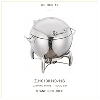 Chafing dish commercial en acier inoxydable pour buffet, avec couvercle rond à fermeture lente et charnière à amortissement par induction, pour maintien au chaud des aliments et soupes