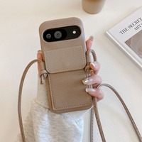 Étuis de téléphone en cuir PU pour Google Pixel 8 9 avec sangle bandoulière mains libres et porte-cartes