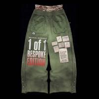 Pantalon de jogging en coton pour homme, double ceinture, décontracté, avec patch brodé de strass, motif camouflage, streetwear, délavé à l'acide