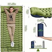 Matelas de camping gonflable automatique WaterRipple avec pompe à pied, en PolyPongee 50D, imperméable, double couche, pliable, compact et léger