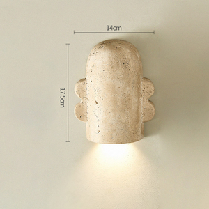 Wabi Sabi Travertin Wandleuchte Nachttisch Wohnzimmer Japandi Naturstein G9 LED RoHS Icaro Travertin Wandlampe Moderne Dekoration - Product Image 4