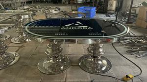 Bar lumineux <span class=keywords><strong>Table</strong></span> à LED Discothèque Pub Salle de karaoké Ensemble de meubles de bar Base en métal KTV Ovale Café Tables lumineuses pour Disco Clubs - Product Image 5