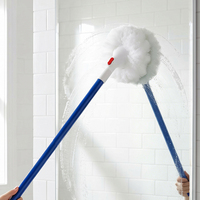 Brosse de nettoyage de salle de bain BOOMJOY à long manche anti-rayures avec tête remplaçable pour douche, carrelage et murs en verre