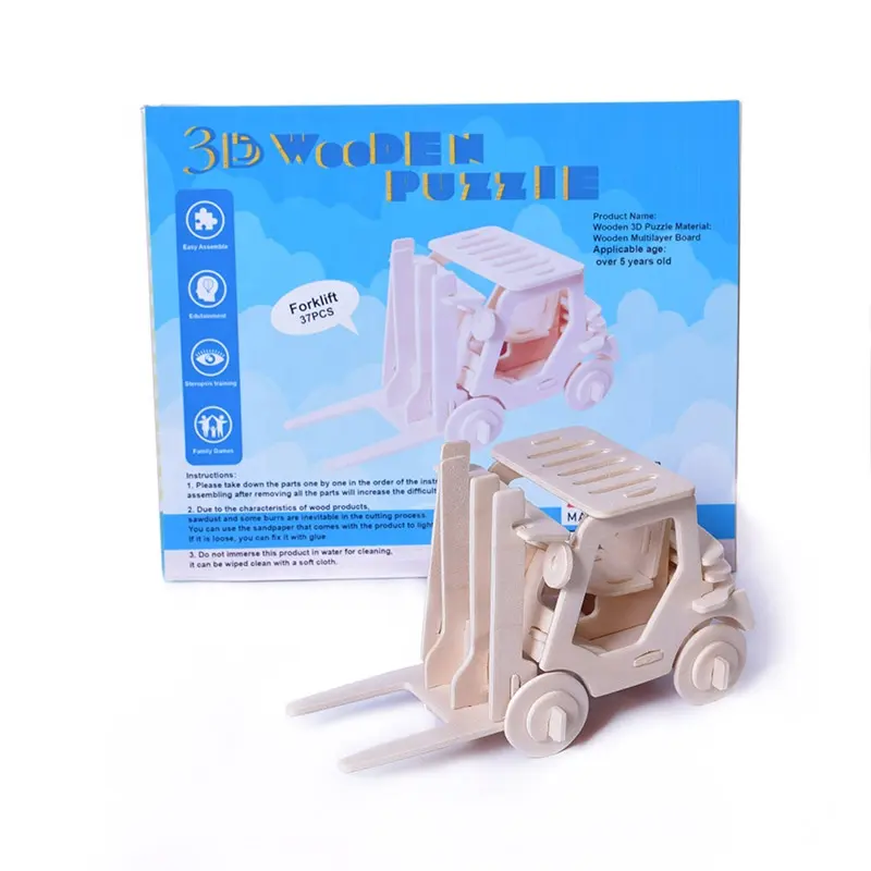 Wholesale Cartoon Toy 3d Puzzle Toy Diy Wooden Vehicle Model Diy Preschool Jigsaw Puzzle for Kids
