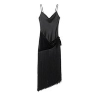 ZEVITY Robe longue moulante sexy pour femme, sans manches, à franges, dos nu, pour les vacances et les soirées, robe de marque