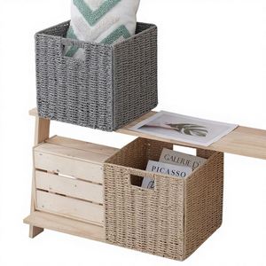 <b>Foldable</b> Rattan-Style Hand-Woven Rustic Storage <b>Basket</b> for <b>Laundry</b> Underwear Toys & Snacks - Product Image 1