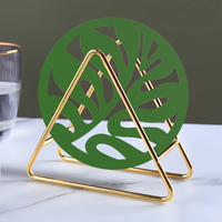 Dessous de verre en métal découpé au laser rond personnalisé Tapis de pot en fer écologique pour tables thermo-isolantes