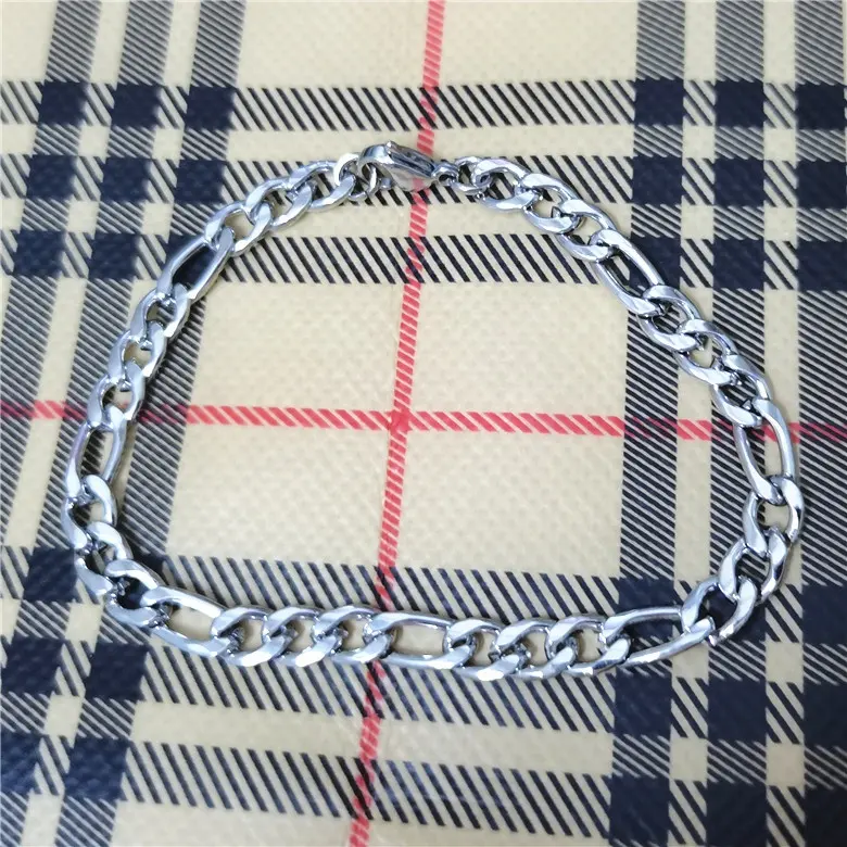 Chain Bracelet Stainless Steel Metal Hip Hop Men/women Lobster Clasp Chain Bracelet NK 3:1 Figaro Chain Bracelet
