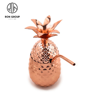 Vente en gros populaire moscou mule mug gobelet bar à boire cuivre pin tasse exquise acier inoxydable tasse ananas avec paille