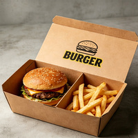 Carpas para llevar de comida rápida, biodegradables y ecológicas, con logotipo personalizado en relieve, para hamburguesas, papas fritas y pollo frito, al por mayor.