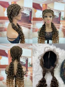 Peluca trenzada de encaje sintético para mujeres negras y blancas, 30 pulgadas, barata, lista para enviar - Product Image 3