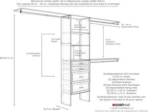 ClosetMaid 1937140 SuiteSymphony Modern 25-Inch Closet Organizer with <strong>Shelves</strong> and 4-Drawers, Pure White - Product Image 3
