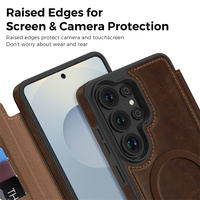 Étui à rabat magnétique anti-chute en cuir PU premium avec fentes pour cartes et protection renforcée de l'appareil photo pour Samsung Galaxy S26/S26 Plus