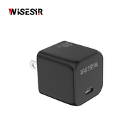 Chargeur rapide USB-C WISESIR 20W PD 3.0 GaN OTP/OVP, design ultra compact et léger, adaptateur secteur AC100-240V, idéal pour les voyages