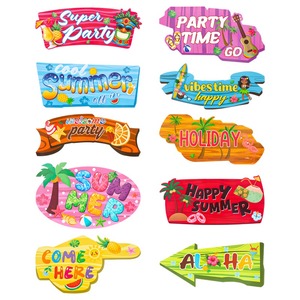 10 Piezas de Letreros de Papel con Temática Tropical Hawaiana para Decoración de Fiestas, con Pegamento de Puntos, para Fiestas de Verano en la Playa, <span class=keywords><strong>Aloha</strong></span> Tiki - Product Image 5