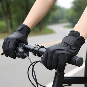 Siyah deri tam parmak bisiklet eldiveni Shunyu profesyonel CE sertifikalı nefes kaymaz spor dokunmatik ekran fabrika doğrudan - Product Image 2
