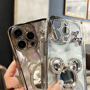 Moda campetto elettroplacca Bear <span class=keywords><strong>Minnie</strong></span> specchietto custodia per telefono per iPhone 16E 15 Pro Max Cover posteriore morbida per OPPO A11X A72 A58 A91 - Product Image 3