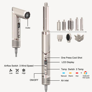 Custom Hot Air Styler Styling Combo Tool Set Profesional Plegable de alta velocidad Secador de pelo Cepillo 5 <span class=keywords><strong>6</strong></span> 7 8 en 1 Hair Styler - Product Image 2