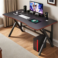 Escritorio Gamer Negro Económico en Oferta, Mesa de Juego de Fibra de Carbono Metálica con LED para Oficina en Casa, Resistente para Dormitorio o Sala de Estar
