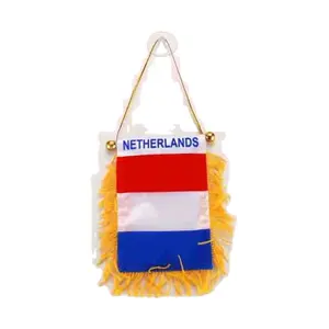 custom Mini banners from various countries around the world the Netherlands Little Brocade Flag Double sided tassel suction cup