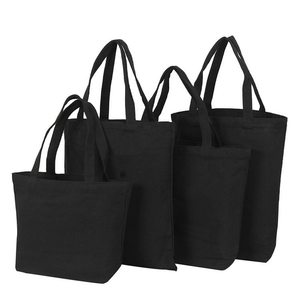 Factory Wholesale Custom <strong>Black</strong> Cotton Canvas <strong>Bag</strong> with logo Simple Versatile <strong>Solid</strong> Single Shoulder for Women Daily Life Shopping - Product Image 1
