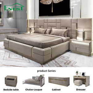 <span class=keywords><strong>Lit</strong></span> king-size moderne et luxueux avec tête de <span class=keywords><strong>lit</strong></span> en cuir véritable, cadre en bois massif, couleur personnalisée, ensemble de meubles de chambre à coucher - Product Image 2