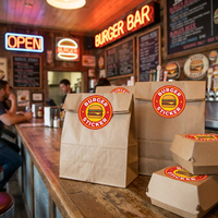 Etiquetas Redondas de Vinilo Personalizadas con Logotipo de Marca Comercial para Empaquetado de Alimentos, Cajas de Hamburguesas y Pizza, Pegatinas de Sellado para Panadería en Rollo