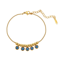 Bracelet de protection porte-bonheur anti-mal en acier inoxydable doré, chaîne à maillons, multiples breloques œil porte-bonheur, étanche