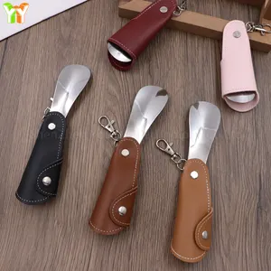 Shoehorn Shoehorn Stainless Steel Metal Portable PU Leather Shoe Horn Hoehorn Shoes Lifter Tool Gift Keychain Accessories