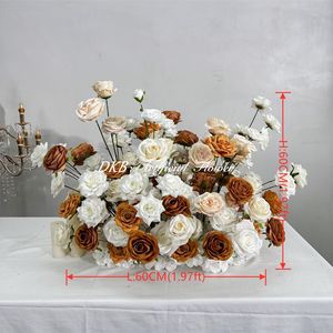 Décoration florale d'allée de mariage en église, style automne, fleurs artificielles blanches pour extérieur - Product Image 5