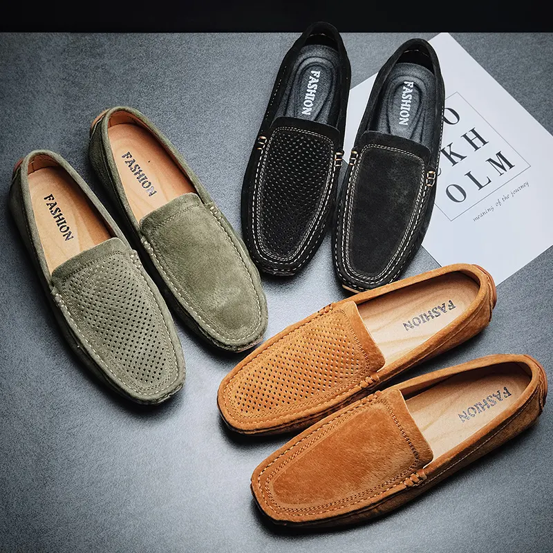 New Styles Driving Rubber Sole Men's Flat Shoe Fashion Slip On Breathable Loafers Moccasins Casual Men's Dress Shoes