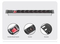 PDU Schuko de 8 Tomas, 1U, para Montaje en Rack, de Aleación de Aluminio, con Interruptor, para Gabinetes de Red, Equipo de Distribución de Energía