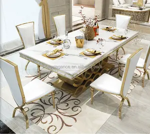 Morden Luxury design marble top dining 6 chairs table set dining room furniture table and chairs for dining room