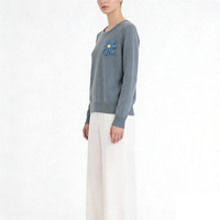 Pull à col rond pour femme OEM, 100% cachemire, logo personnalisé, style décontracté hiver automne, design brodé