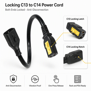 Locking C13 to C14 Power Cord with Dual Secure Connector for Rack PDU and Server Cabinet - Product Image 5