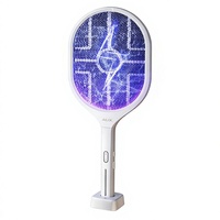 Raquette électrique anti-moustiques rechargeable, non toxique, ignifuge, puissante, avec attractif automatique pour moustiques, deux-en-un