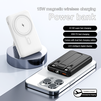 Nouvelle batterie externe magnétique sans fil 22,5 W 10000 mAh avec support intégré et 2 câbles, logo personnalisé