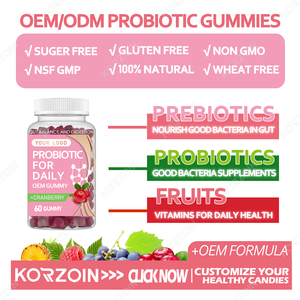 Integratore di Probiotici e Vitamine in Gommose al Mirtillo Rosso per Uomo e Donna, Etichetta Privata OEM, Enzimi per la Salute dell'Intestino - Product Image 2