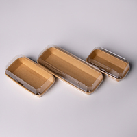 Emballage rigide écologique en papier kraft, conteneur avec couvercle transparent en PET, jetable, pour sushis à emporter, traiteur, best-seller, OEM