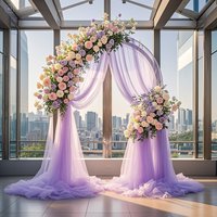 Cortina de Tul Transparente Europea para Bodas, con Varilla, de Poliéster, para Arco de Boda, Fondo, Decoración de Sillas para Fiestas y Eventos