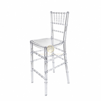 Tabouret de bar en plastique transparent, emballage plat démontable, léger (3,2 kg l'unité), faible coût logistique