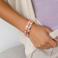 CENDA Nouveau Bracelet Élastique Empilable en Perles Émaillées Étoiles Plaqué Or pour Femme, Bijoux Tendance, Personnalisation OEM