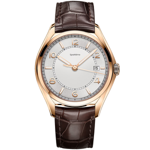 Reloj mecánico de negocios SPARKTIME, reloj de movimiento resistente al agua, caja dorada con reloj de pulsera redondo de cuero marrón de primera calidad para hombre - Product Image 1