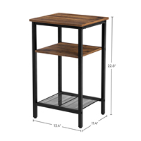 Table de téléphone en bois écologique à montage facile avec 3 étagères, table d'appoint et table de chevet pour l'ameublement de la maison