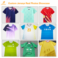 Maillots de football personnalisés, ensembles complets, uniformes pour adultes, 100% polyester, impression par transfert thermique, fermeture à cordon, automatisé