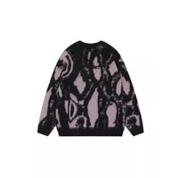 Pull-over en tricot jacquard géométrique décontracté pour homme, col rond en mohair, chaud pour l'hiver, personnalisable OEM et ODM