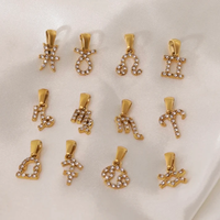 Bijoux étanches 18K PVD plaqué or CZ zircon cubique cristal pavé signe du zodiaque Horoscope Astro pendentif en acier inoxydable breloque