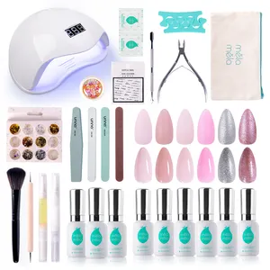 Conjunto de esmalte de gel com 6 cores, conjunto de 15ml, revestimento superior de 72w, lâmpada para manicure de gel, faça você mesmo, kit iniciante de manicure