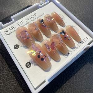 <span class=keywords><strong>Uñas</strong></span> Postizas Hechas a Mano <span class=keywords><strong>de</strong></span> Alta Calidad, Hermosas y Lujosas, Diseño Personalizado, Puntas <span class=keywords><strong>de</strong></span> Gel Acrílico, Pintadas a Mano, Cobertura Completa - Product Image 6