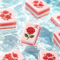 Mahjong Vintage Romantique Flottant sur l'Eau, Mahjong Américain à Thème Rose, Jeu de Tuiles pour Mariage, Cadeau pour Fête Nuptiale
